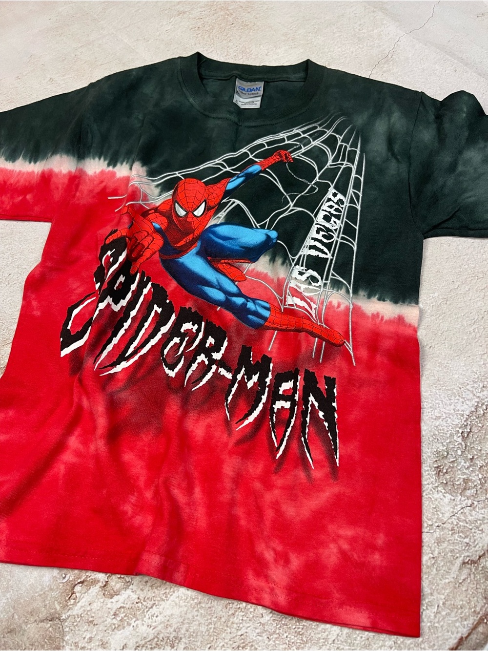 Gildan Black and Red Spider Man Graphic Crewneck Tee Las Vegas
